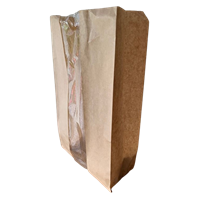 SMALL BROWN KRAFT BAG WITH OPP WINDOW (L)175 (W)80 (H)340mm