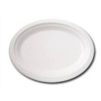 10" WHITE BAGASSE OVAL PLATE